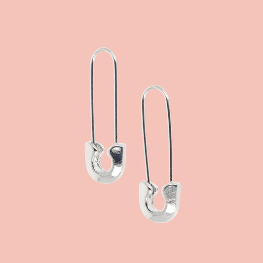 Small Safety Pin Earrings (Silver Plated)